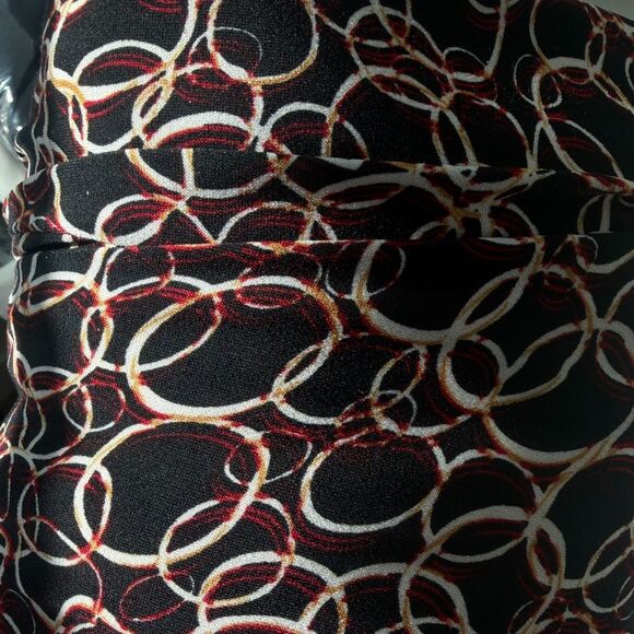Vtg Lily Dress M Black Circle Print Cowl Neck Belted Stretch 90s Y2K Retro Gaudy - Picture 5 of 6